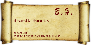 Brandt Henrik névjegykártya